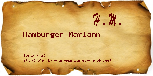 Hamburger Mariann névjegykártya